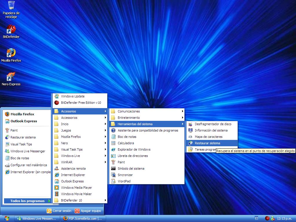 confiar Te mejorarás Vástago Crear un Punto de restauracion en Windows XP | www.SceneBeta.com